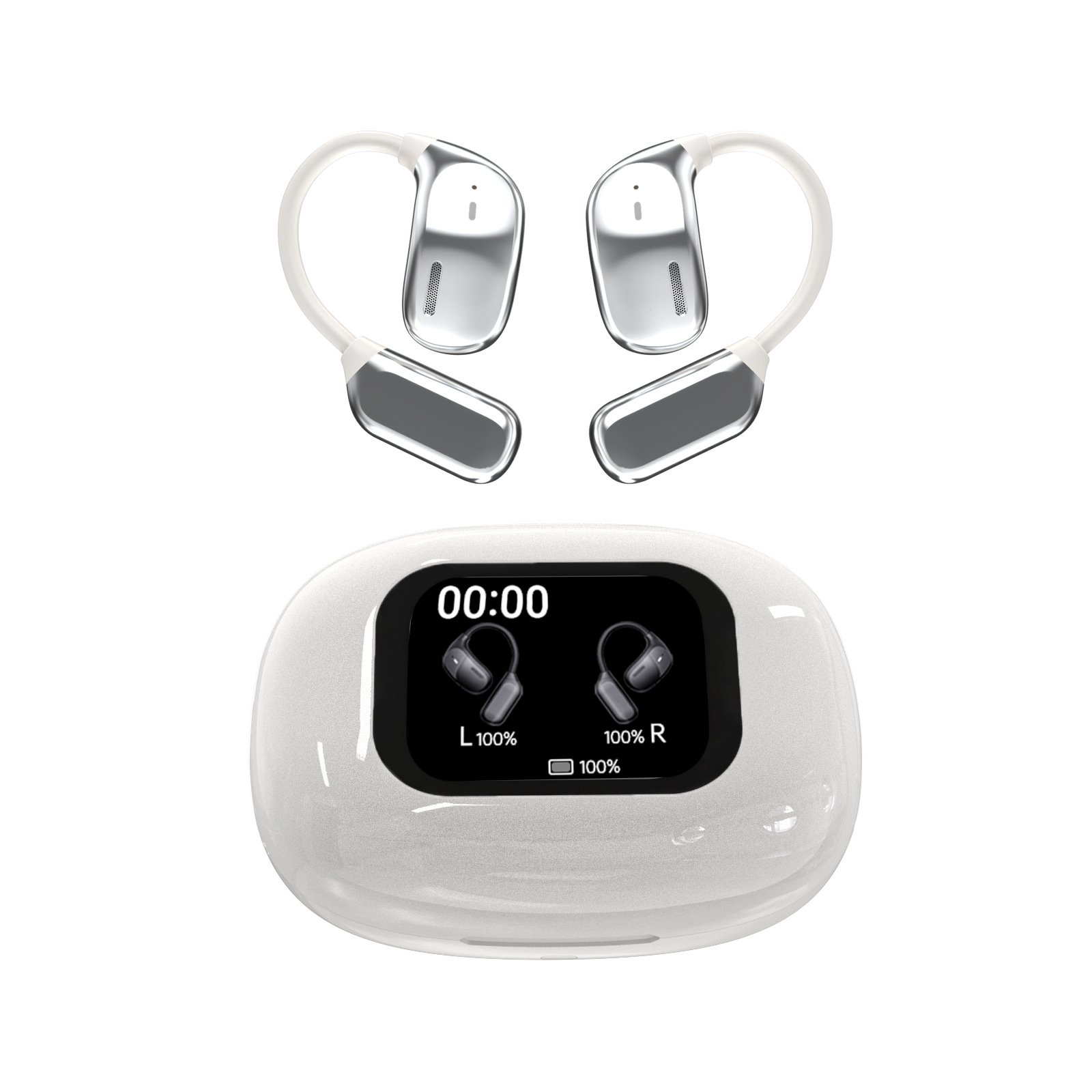AI-Integrated OWS Bluetooth 5.4 Earbuds with LED Power Display | Open-Ear Sport Headphones | Private Mold Noise Reduction JM16 Wholesale - Image 2
