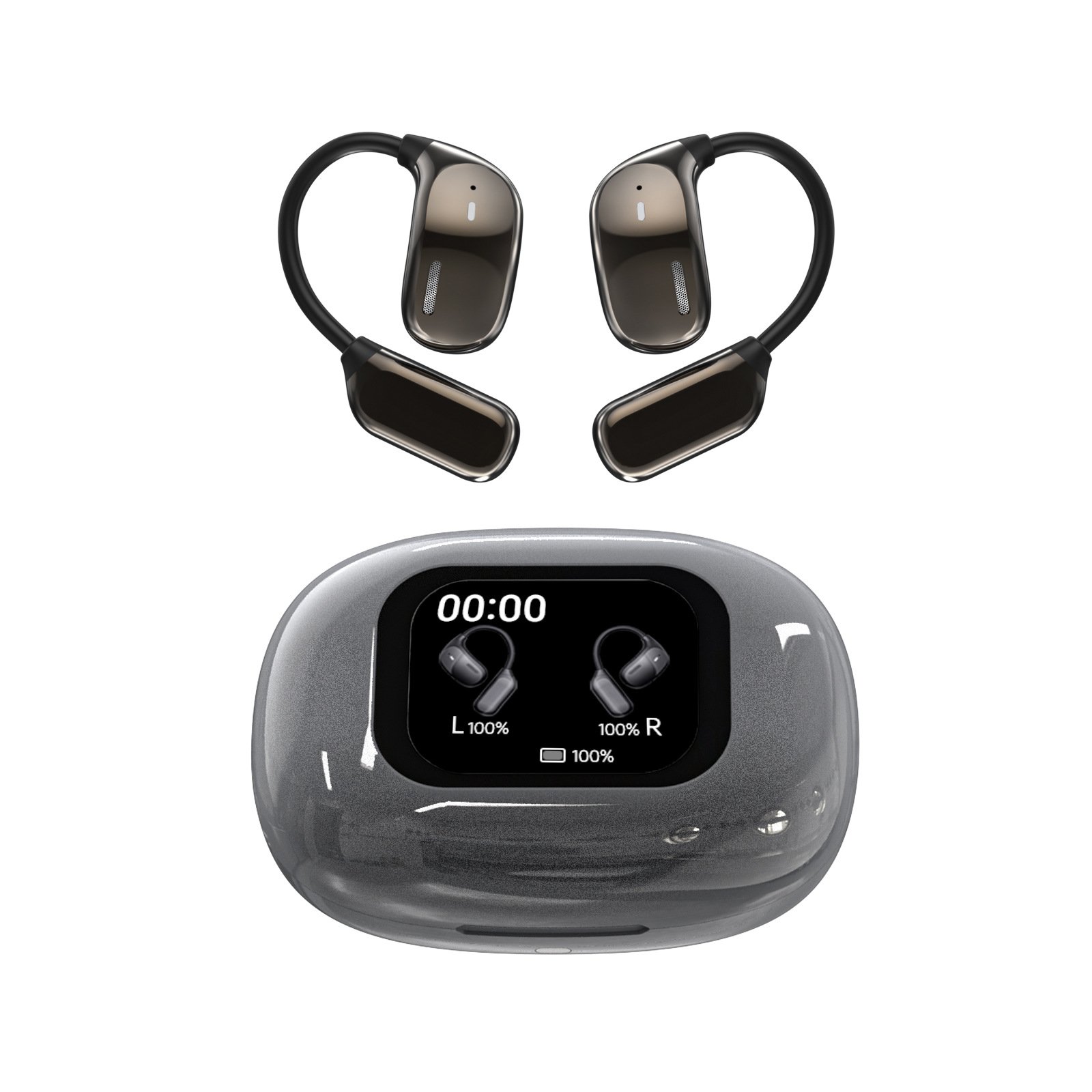 AI-Integrated OWS Bluetooth 5.4 Earbuds with LED Power Display | Open-Ear Sport Headphones | Private Mold Noise Reduction JM16 Wholesale